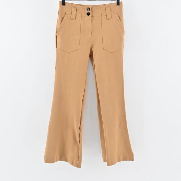 ANTHROPOLOGIE Pants Womens Size 2 Naomi Flare Tan Mid Rise Stretch Retro MAEVE - Picture 1 of 12